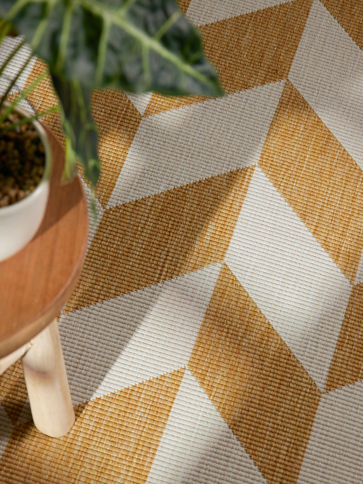 FLACHWEBETEPPICH 200/300 cm Haringey Weiß, Dunkelgelb rechteckig  - Dunkelgelb/Weiß, Design, Kunststoff (200/300cm)