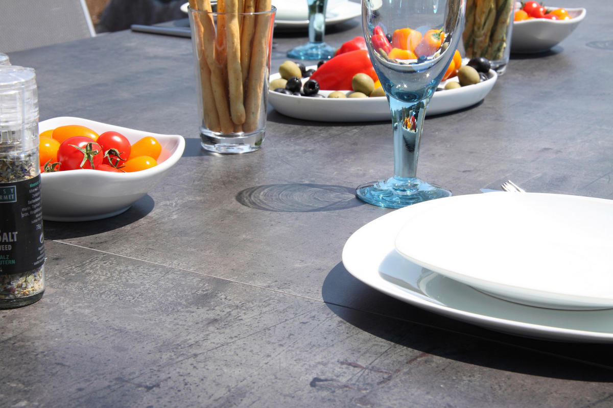 GARTENSET beschichtet Aluminium  - Schieferfarben/Anthrazit, Basics, Textil/Metall (160+60/98/72cm) - Acamp