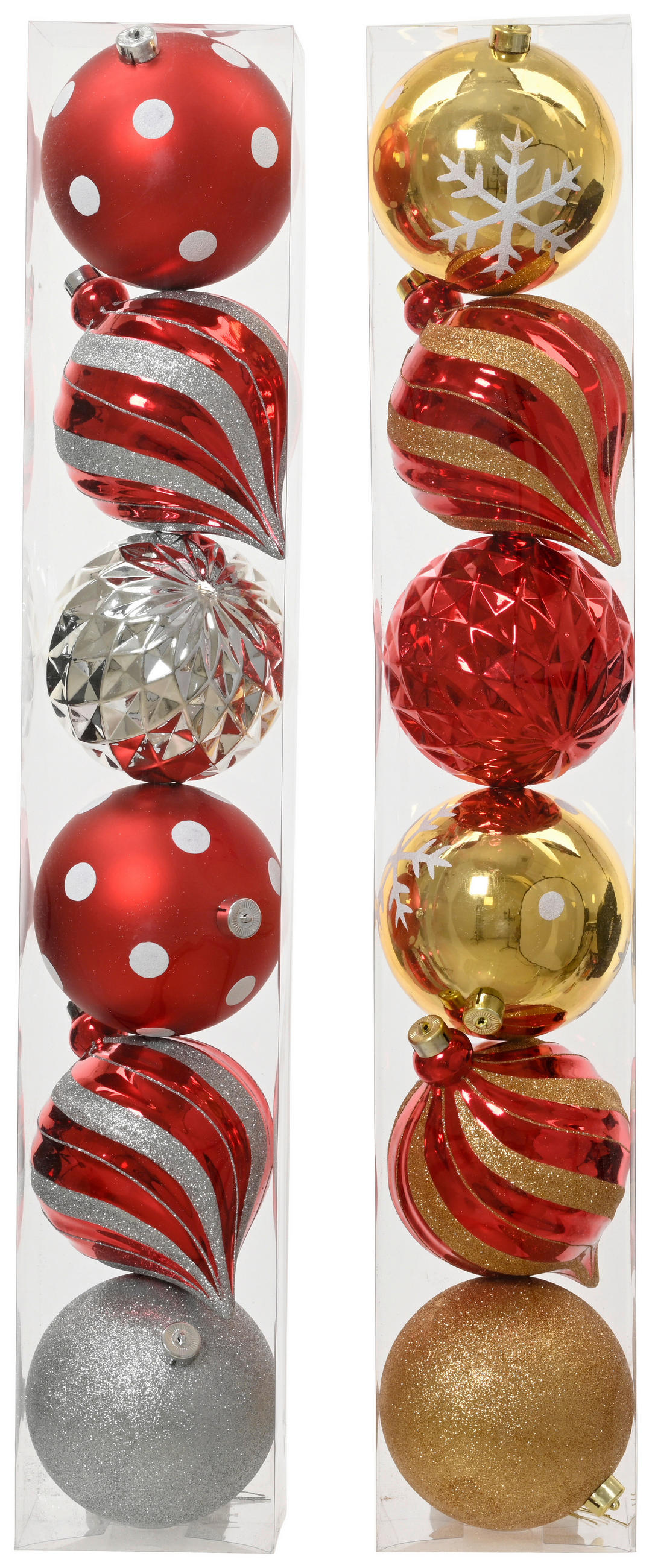 CHRISTBAUMKUGEL-SET 6-teilig  - Rot/Silberfarben, LIFESTYLE, Kunststoff (15,00/15,00/15,00cm)