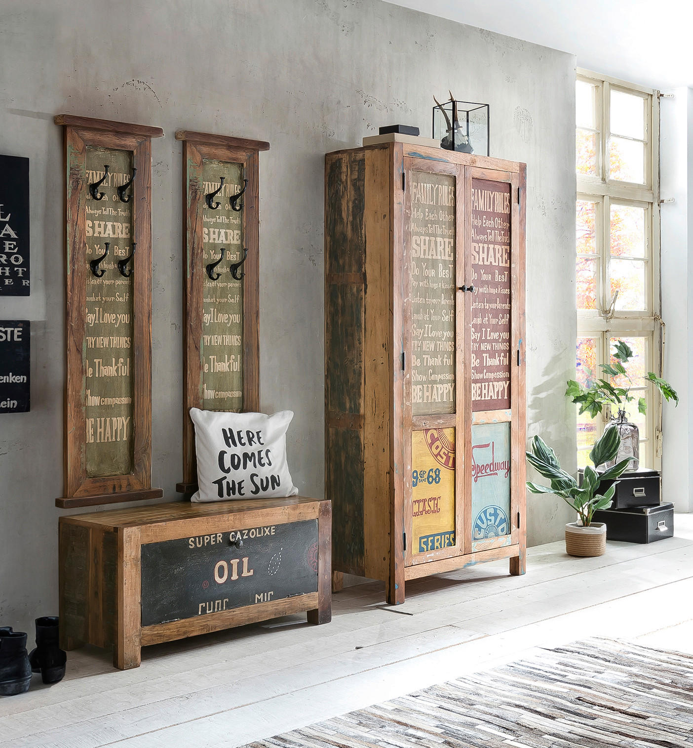 GARDEROBE 4-teilig  in 165/180/40 cm  - Multicolor/Naturfarben, Design, Holz (165/180/40cm) - MID.YOU