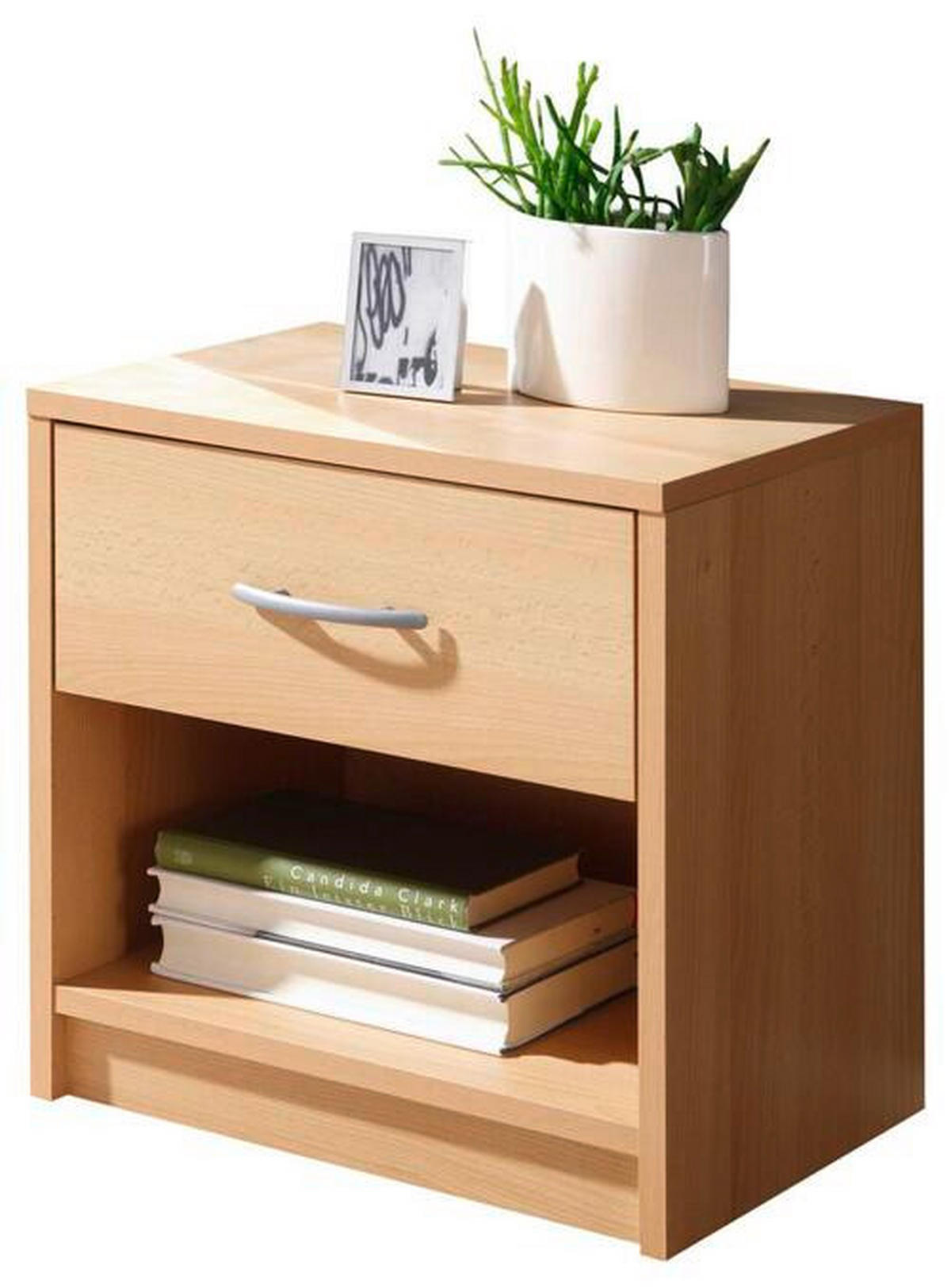 NACHTSCHRANK 39/41/28 cm  - Buchefarben/Silberfarben, Basics, Holzwerkstoff/Kunststoff (39/41/28cm) - P & B