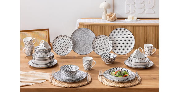 KOMBISERVICE TOKYO 2.0 30-teilig  - Schwarz/Weiß, Trend, Keramik - Novel