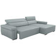 ECKSOFA DUA in Echtleder Hellgrau  293/170 cm  - Chromfarben/Hellgrau, Design, Leder/Metall (293/170cm) - Novel