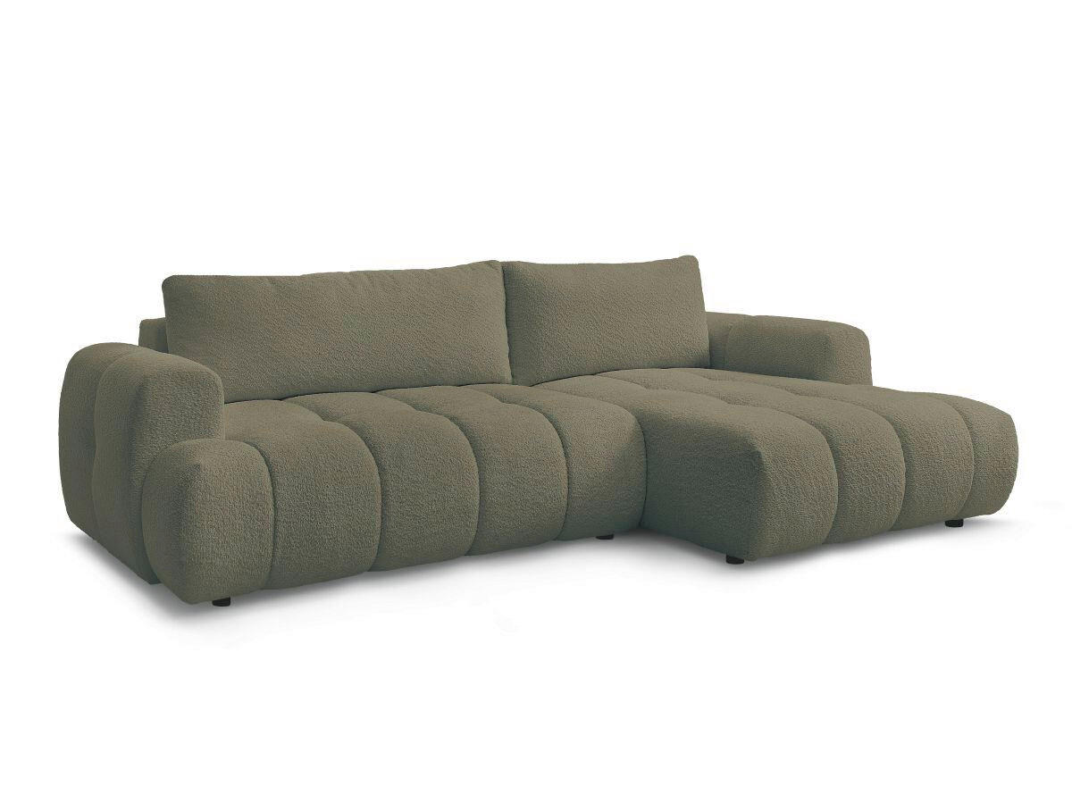 ECKSCHLAFSOFA FUJI Bouclé Grün  inkl.  - Schwarz/Grün, MODERN, Kunststoff/Textil (292/160cm)
