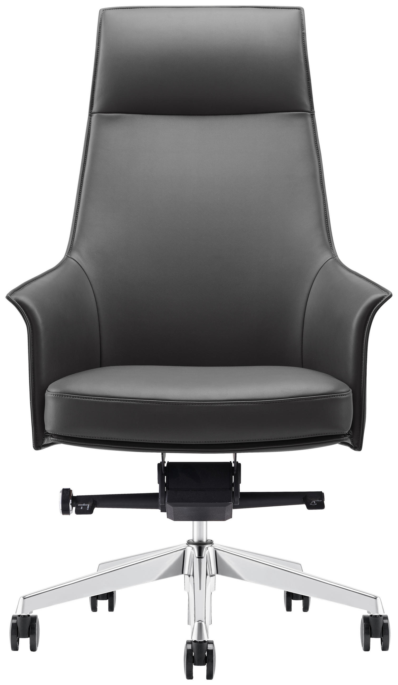 CHEFSESSEL Schwarz, Alufarben  - Silberfarben/Schwarz, KONVENTIONELL, Leder/Kunststoff (68/121-127/67cm) - Venda