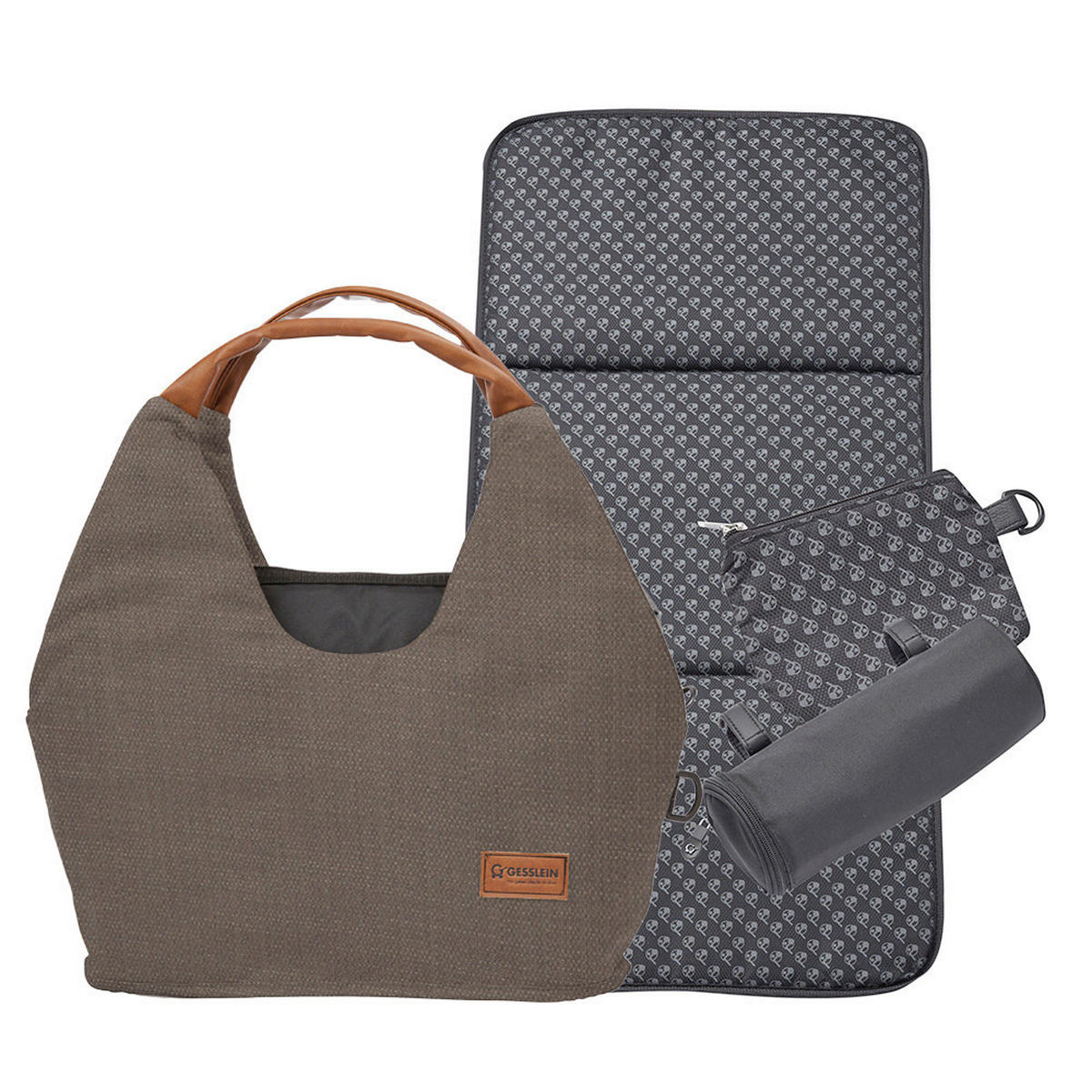 KINDERWAGENSET Fusion Panorama Lyx Set inkl. Wickeltasche  - Schwarz/Mokka, Basics, Metall (57/129/100cm) - Gesslein