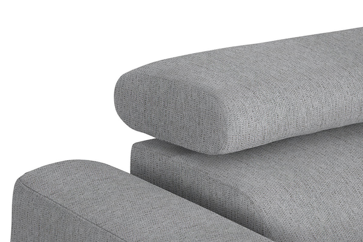 ECKSOFA in Webstoff Silberfarben  - Silberfarben/Schwarz, Design, Textil/Metall (280/205cm) - MID.YOU