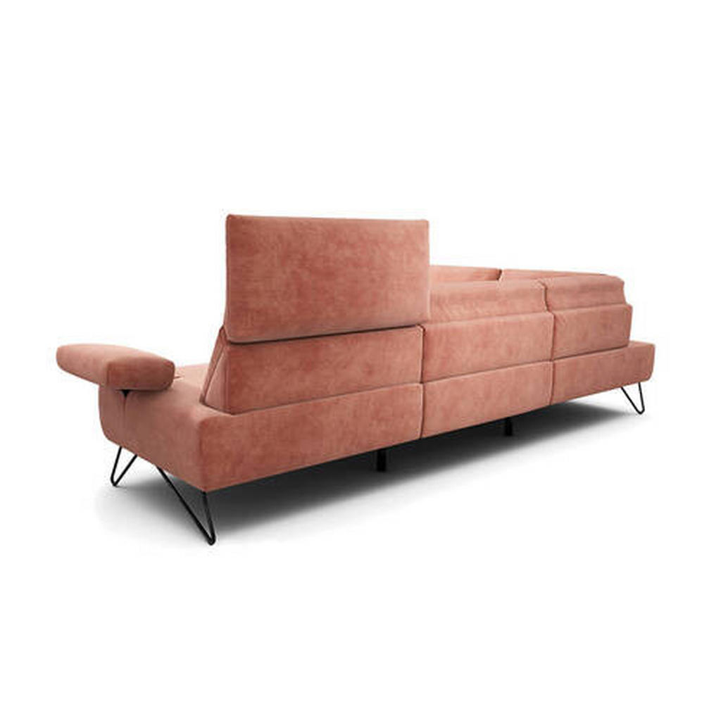 Thumbnail - Sensoo Ecksofa Cosy, Rosa, Textil, 5-Sitzer, Ottomane links, L-Form, 288-303x213 cm, Stoffauswahl, Armteil links, rechts...