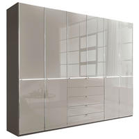 KLEIDERSCHRANK 300/236/58 cm,  in Grau, Dunkelgrau, 6-türig  - Chromfarben/Dunkelgrau, KONVENTIONELL, Glas/Holzwerkstoff (300/236/58cm) - Novel