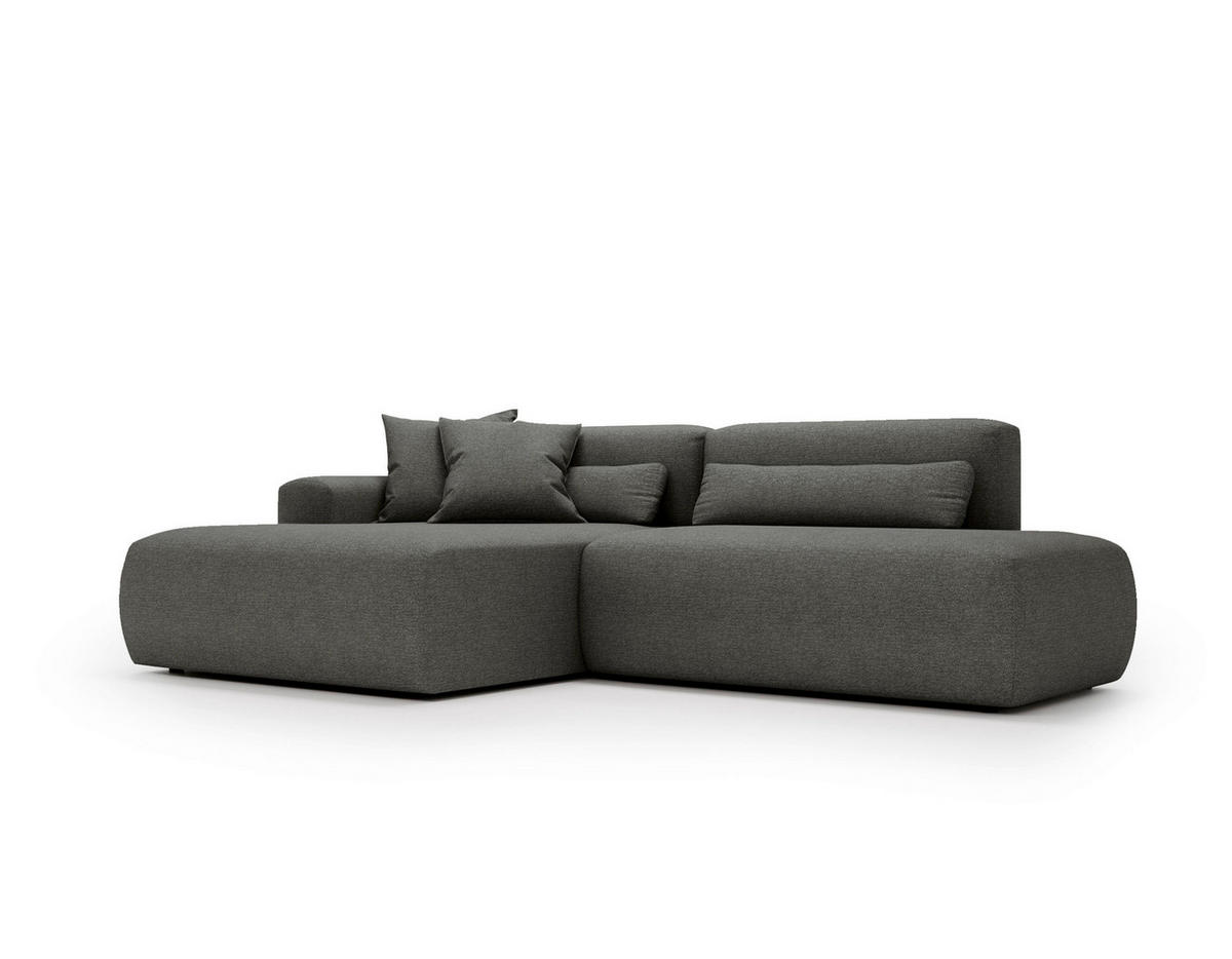 ECKSOFA REVE in Chenille Grau  160/284 cm  - Schwarz/Grau, Design, Kunststoff/Textil (160/284cm) - Livetastic