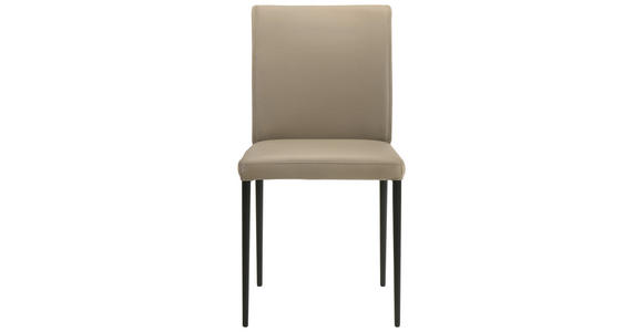 STUHL Echtleder Khaki  - Khaki/Schwarz, Design, Leder/Metall (46/87/58cm) - Johann Jakob