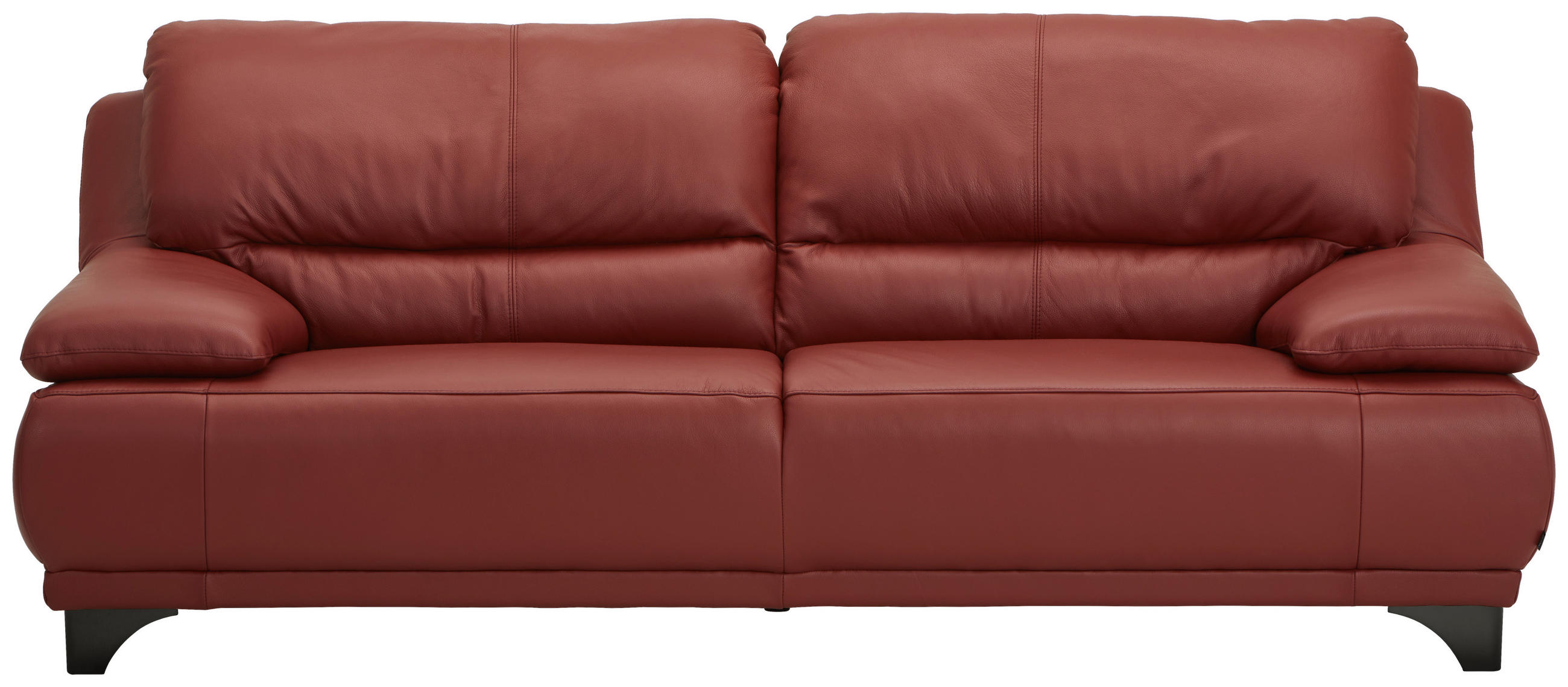 2,5-SITZER in Echtleder Rot  - Rot/Schwarz, Design, Leder/Metall (218/87/92cm) - Xora