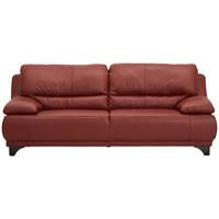2,5-SITZER in Echtleder Rot  - Rot/Schwarz, Design, Leder/Metall (218/87/92cm) - Xora
