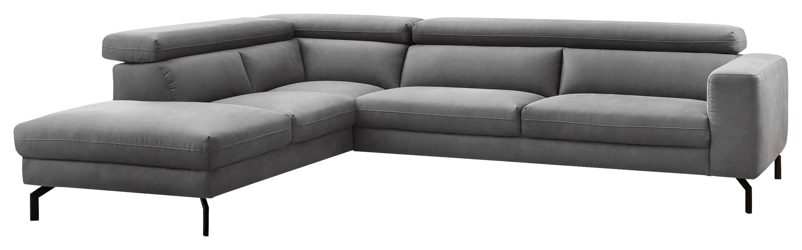 ECKSOFA in Mikrofaser Grau  233/305 cm  - Schwarz/Grau, MODERN, Textil/Metall (233/305cm) - Trendmanufaktur
