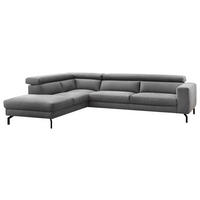 ECKSOFA CALIFORNIA Grau Mikrofaser  - Schwarz/Grau, MODERN, Textil/Metall (233/305cm) - Trendmanufaktur