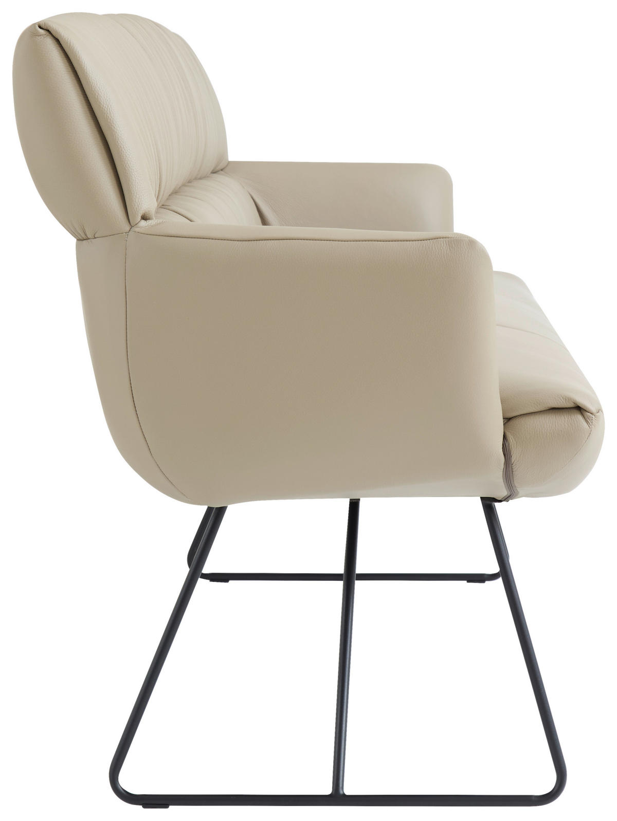 SITZBANK 200/89/66 cm Echtleder Schwarz, Cappuccino  - Schwarz/Cappuccino, Design, Leder/Metall (200/89/66cm) - Dieter Knoll