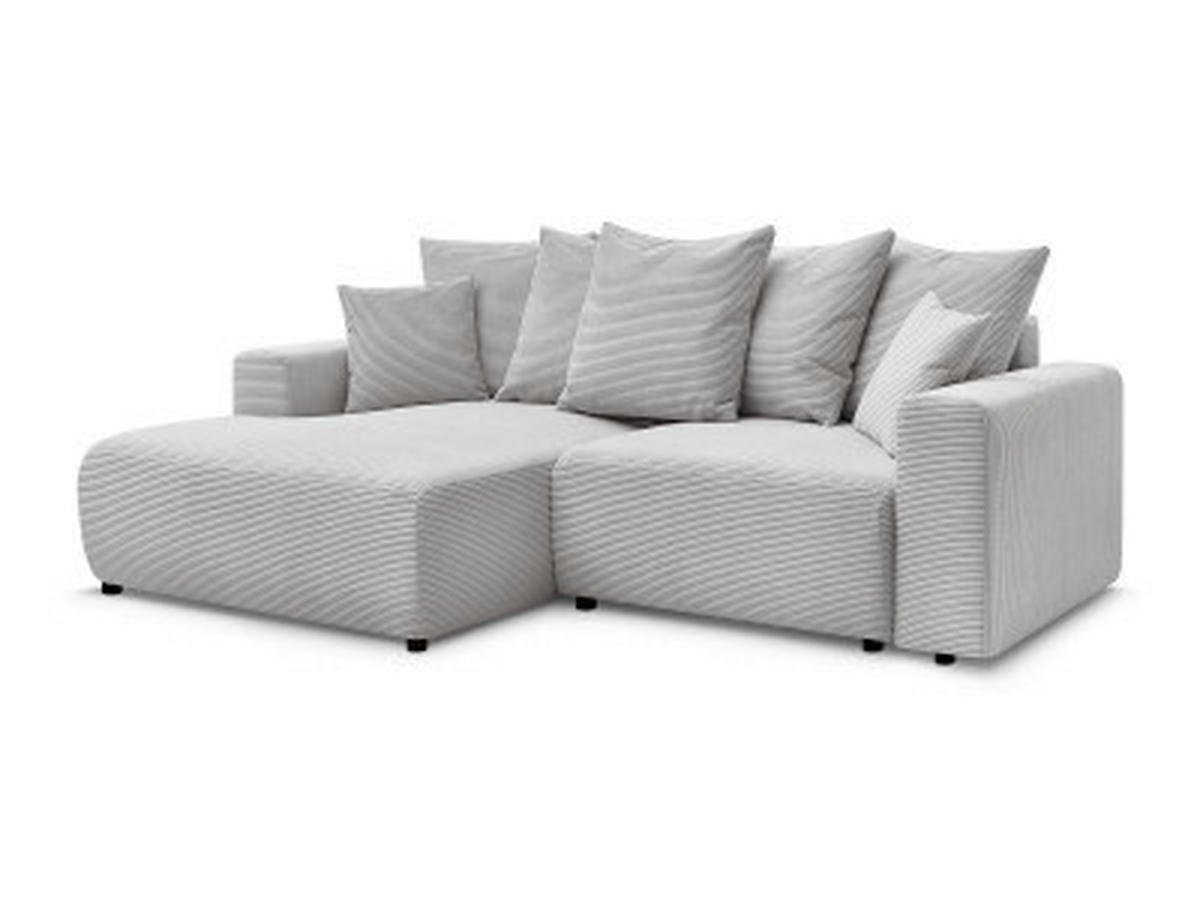 ECKSOFA Ottomane links  ATILLA Hellgrau Cord  - Hellgrau/Schwarz, MODERN, Kunststoff/Textil (149/244cm)