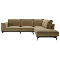 ECKSOFA in beflockt Goldfarben  - Goldfarben/Schwarz, Design, Holz/Textil (293/200cm) - MID.YOU