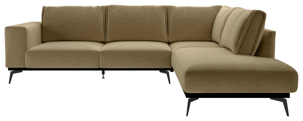 ECKSOFA in beflockt Goldfarben  - Goldfarben/Schwarz, Design, Holz/Textil (293/200cm) - MID.YOU