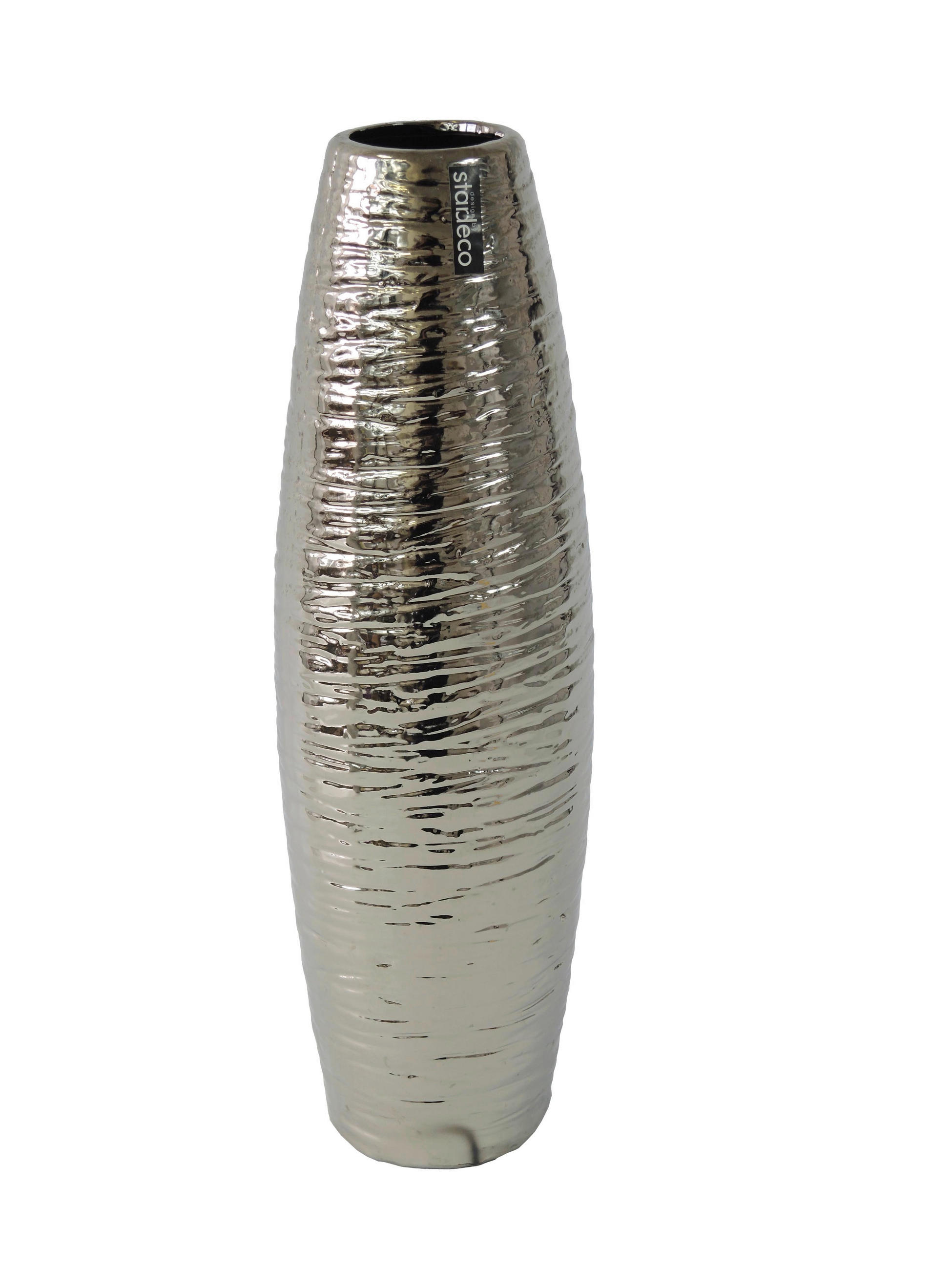VÁZA, keramika, 43 cm - vysoce lesklá šedá, Basics, keramika (43/13/13cm)