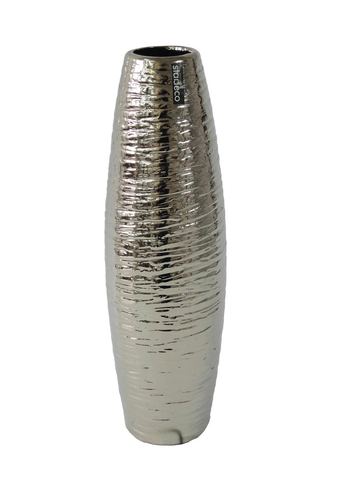 VÁZA, keramika, 43 cm - vysoce lesklá šedá, Basics, keramika (43/13/13cm)