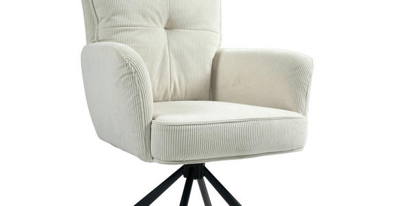 ARMLEHNSTUHL in Eisen Cord - Creme/Schwarz, Design, Textil/Metall (60/95/67cm) - Novel