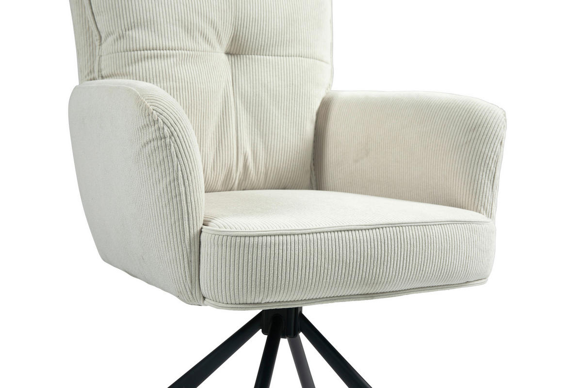 ARMLEHNSTUHL  in Eisen Cord  - Creme/Schwarz, Design, Textil/Metall (60/95/67cm) - Novel