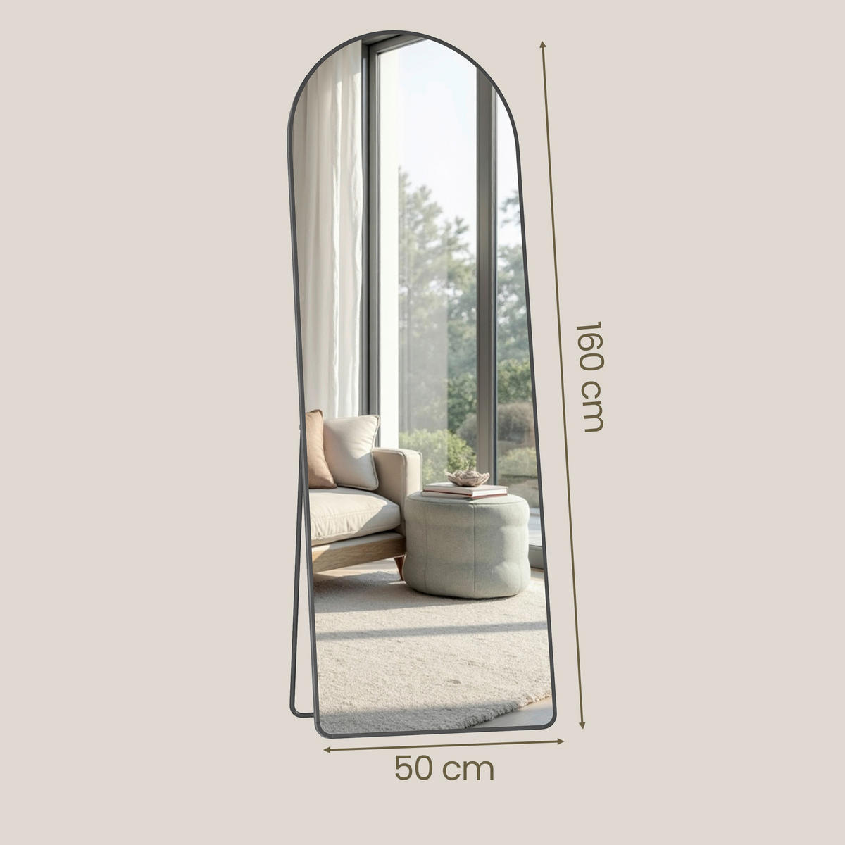 STANDSPIEGEL 50/160/33 cm, Schwarz  - Schwarz, Trend, Glas/Metall (50/160/33cm) - Boxxx
