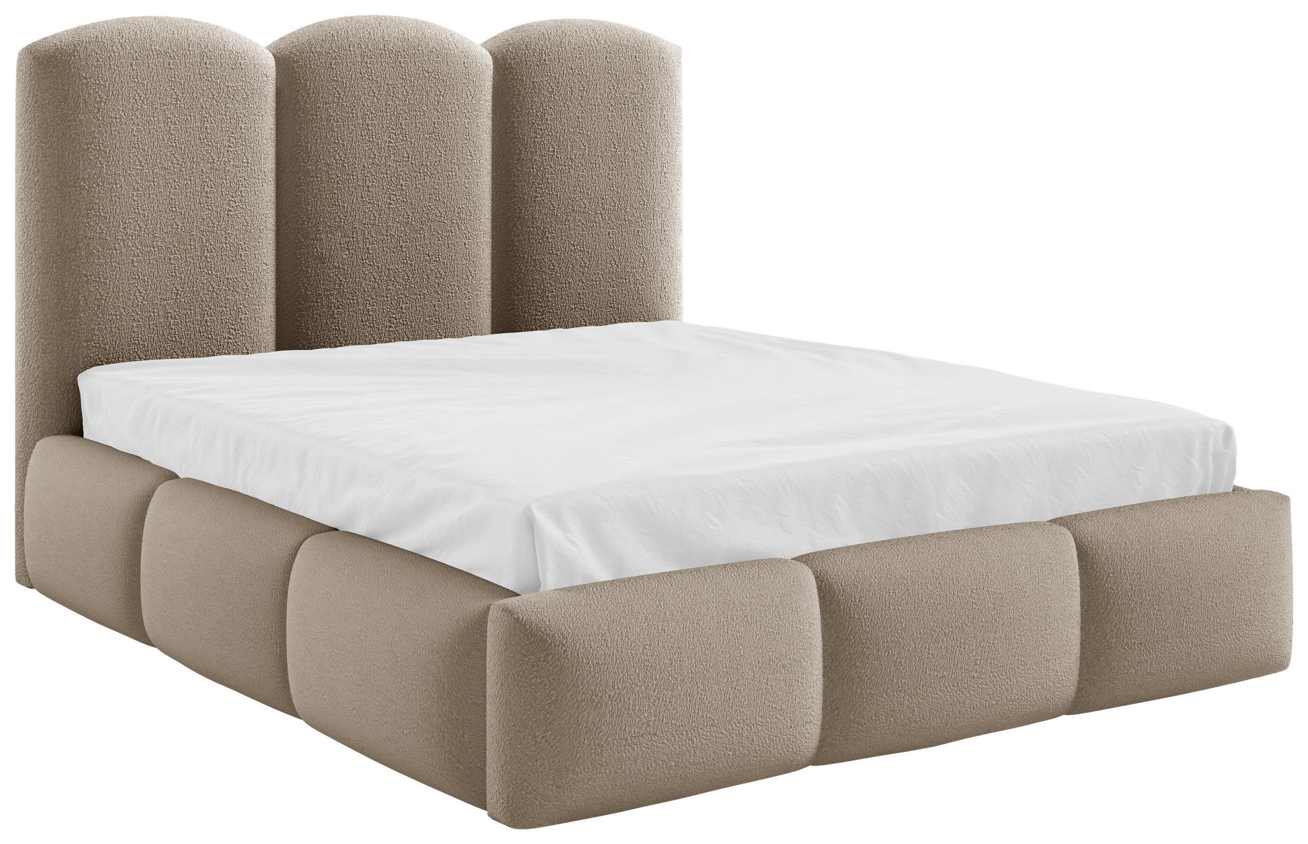 Polsterbett Bero Boucle Creme, Lf: 140x200 Cm