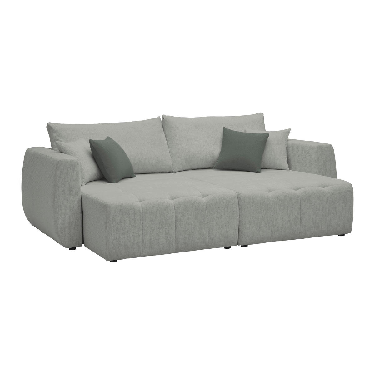 SCHLAFSOFA in Chenille, Jacquard Hellgrau  - Hellgrau/Schwarz, Kunststoff/Textil (245/74-90/104cm) - MID.YOU