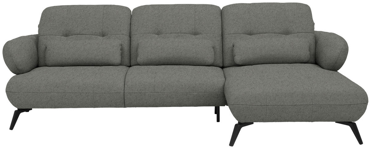 ECKSOFA Chenille Grau  - Schwarz/Grau, Design, Textil/Metall (282/189cm) - Novel