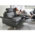 3-SITZER-SOFA Latina in Echtleder Anthrazit  - Anthrazit/Alufarben, Design, Leder/Metall (190/82/99cm) - Dieter Knoll