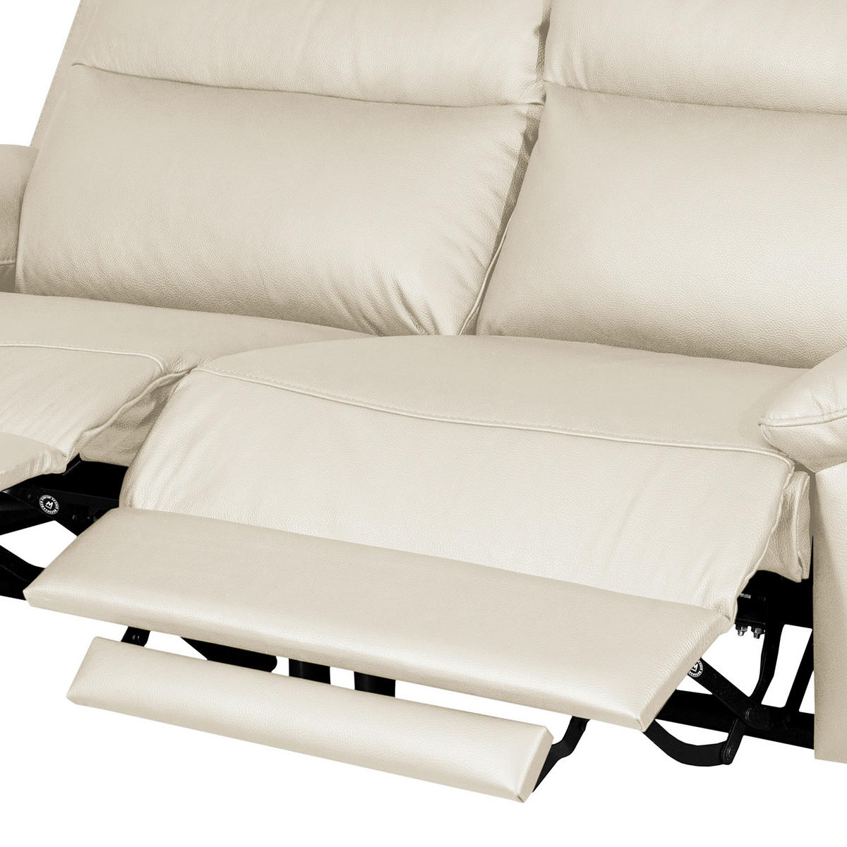 2,5-SITZER 216/95/96 cm PERLE in Echtleder Creme   - Chromfarben/Creme, Design, Leder/Metall (216/95/96cm) - Livetastic