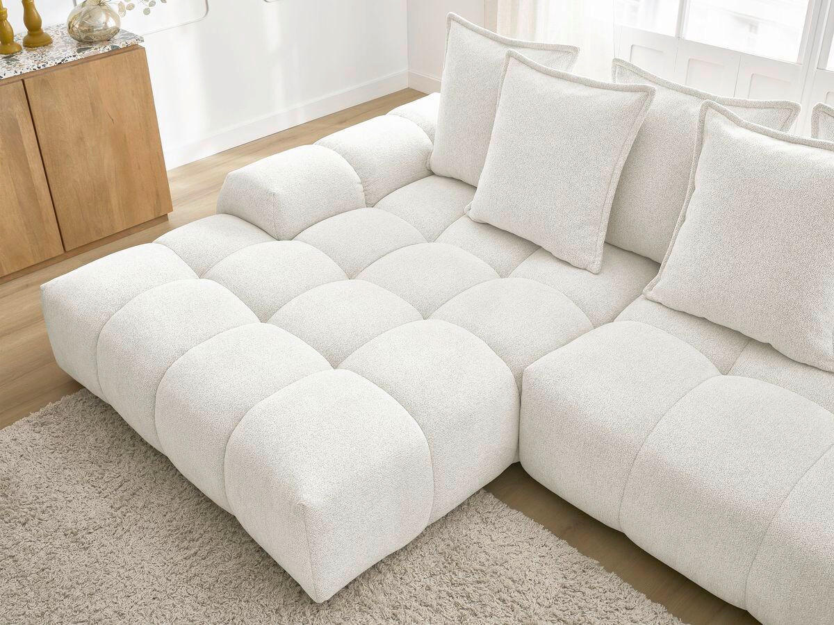 ECKSCHLAFSOFA EVEREST  mit Rücken echt, Armteil links, Armteil rechts Flachgewebe Weiß  - Schwarz/Weiß, MODERN, Kunststoff/Textil (180/318cm) - Livetastic