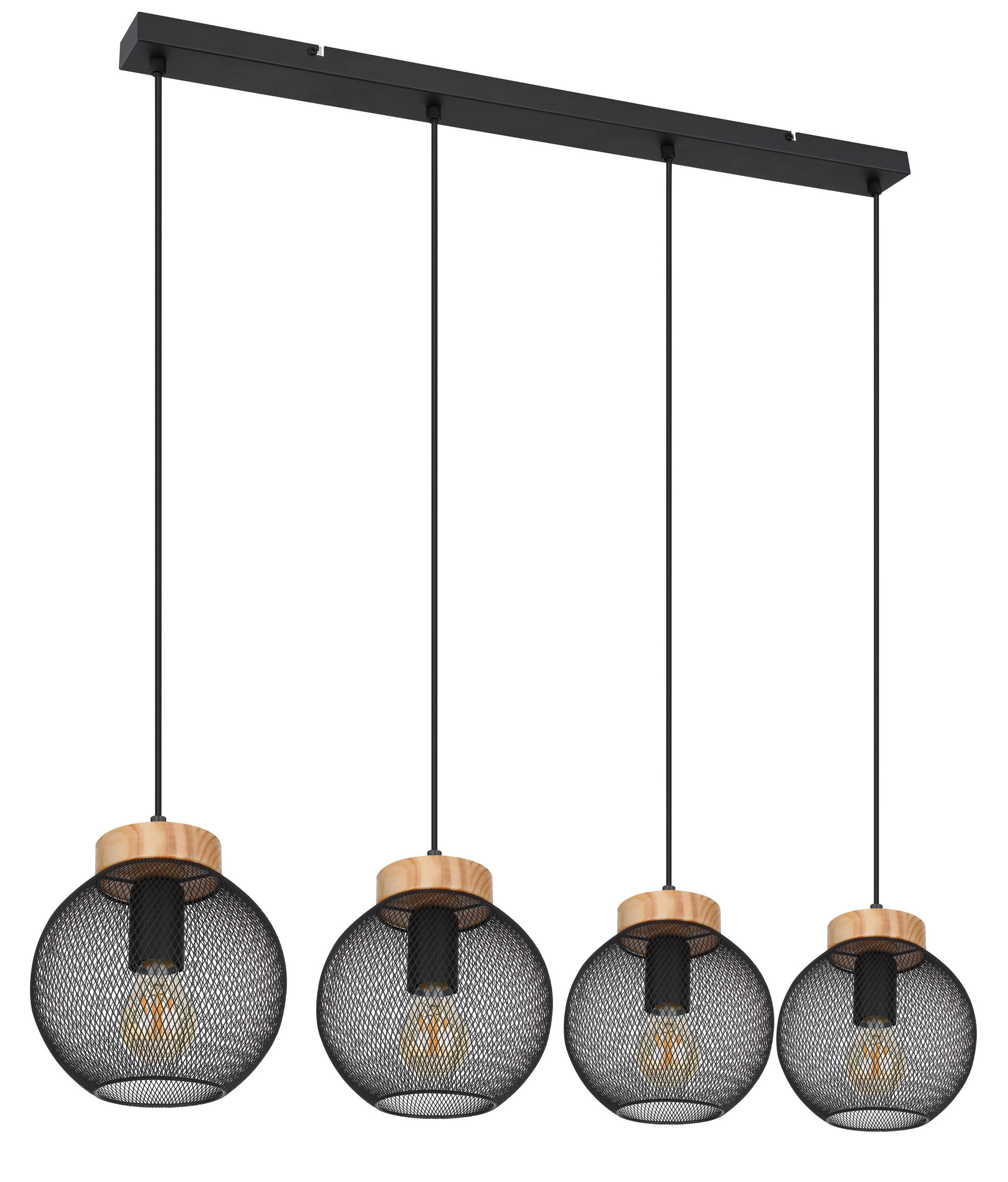 HÄNGELEUCHTE 95/20/120 cm   - Schwarz/Braun, Basics, Holz/Metall (95/20/120cm) - Globo