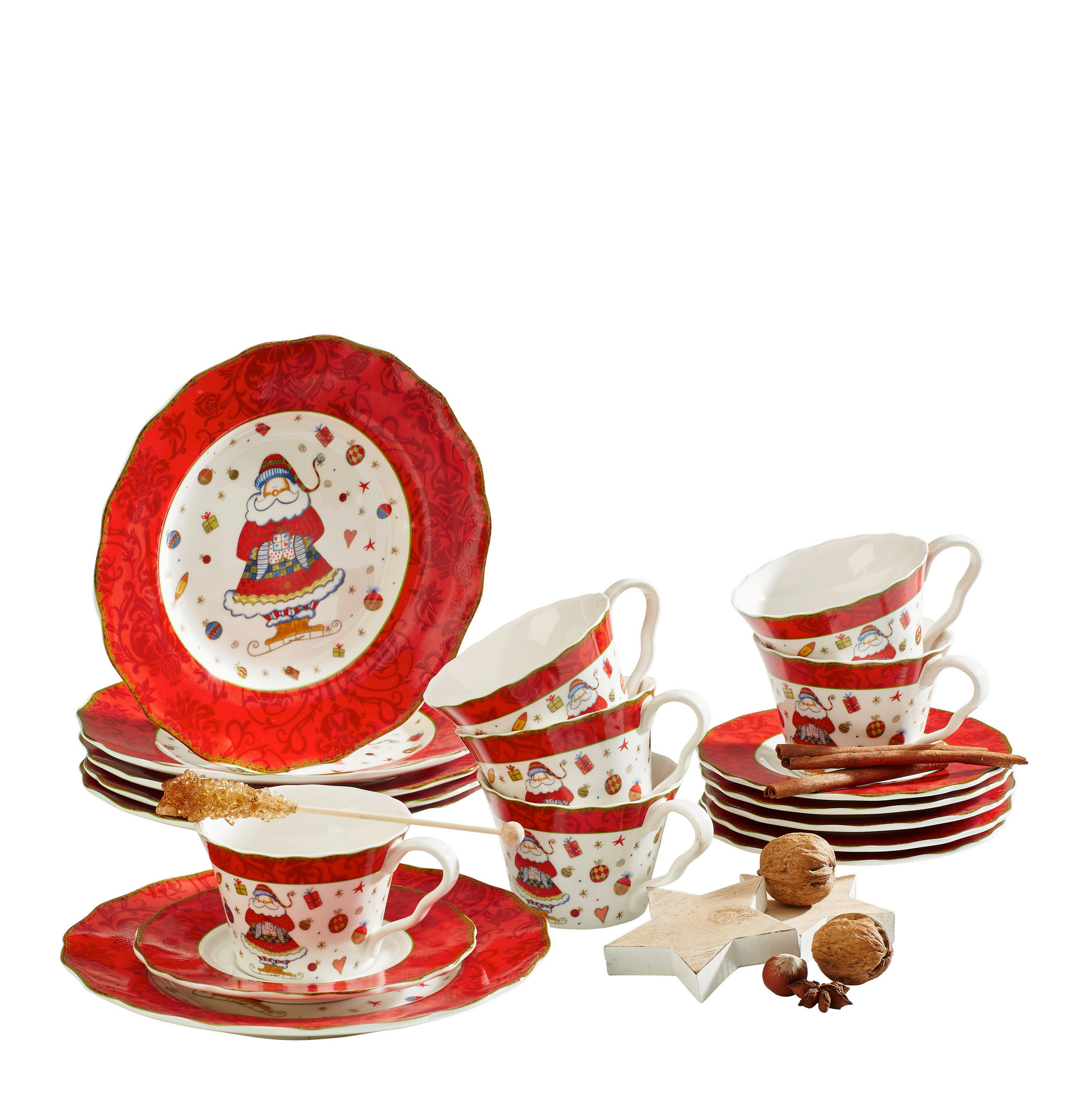 KAFFEESERVICE 18-teilig  - Multicolor, Basics, Keramik - X-Mas