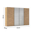 SCHWEBETÜRENSCHRANK 316/235/68 cm 4-türig Grau, Eiche Artisan  - Chromfarben/Eiche Artisan, KONVENTIONELL, Glas/Holzwerkstoff (316/235/68cm) - Novel