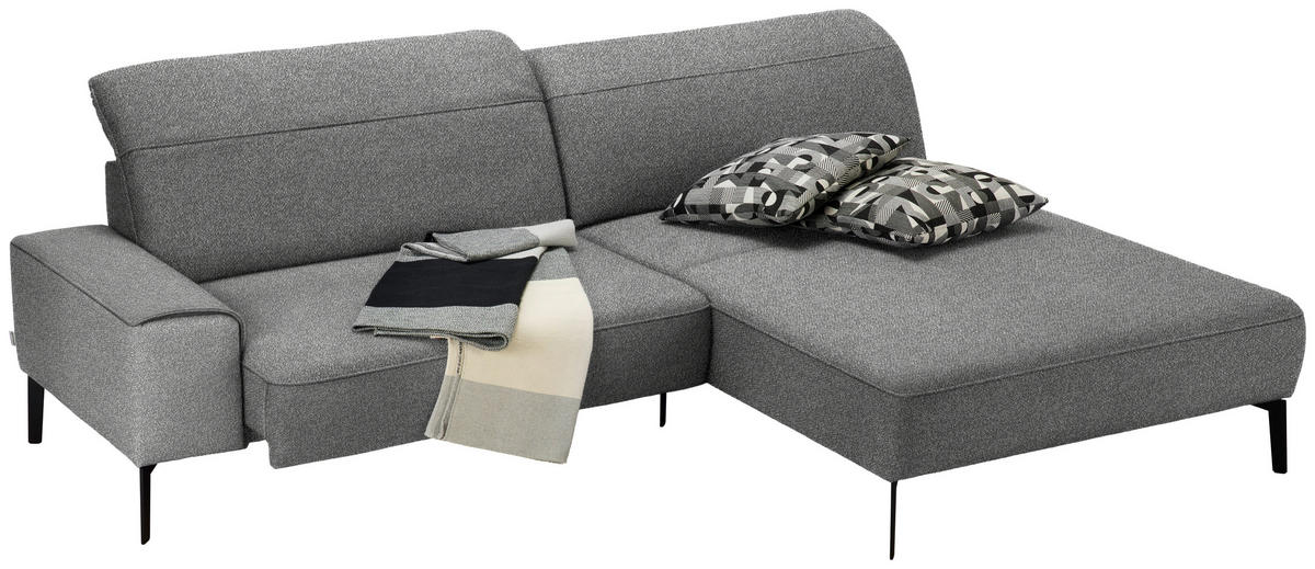 ECKSOFA in Mikrofaser Grau  - Schwarz/Grau, Design, Textil/Metall (273/203cm) - Johann Jakob