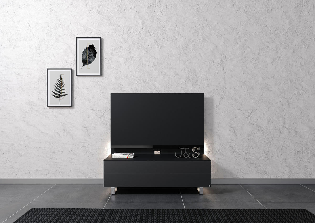 TV-ELEMENT - Chromfarben/Schwarz, MODERN, Glas/Holzwerkstoff (125,5/53,5/57cm) - Musterring