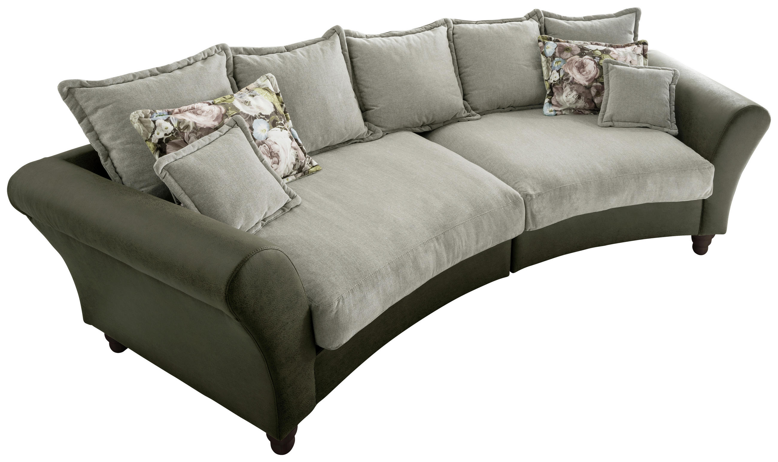 BIGSOFA Chenille, Mikrofaser Grün, Buchefarben, Hellgrün - Buchefarben/Hellgrün, MODERN, Holz/Textil (328/98/134cm) - Livetastic