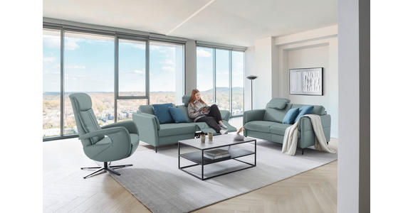 3-SITZER-SOFA in Leder Blau  - Blau/Schwarz, Design, Leder/Metall (190/84/99cm) - Dieter Knoll