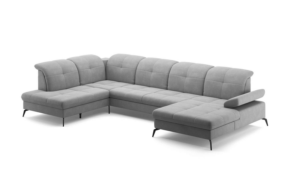 WOHNLANDSCHAFT in Flachgewebe Grau  - Schwarz/Grau, Konventionell, Textil/Metall (231/357/185cm) - Sit & More