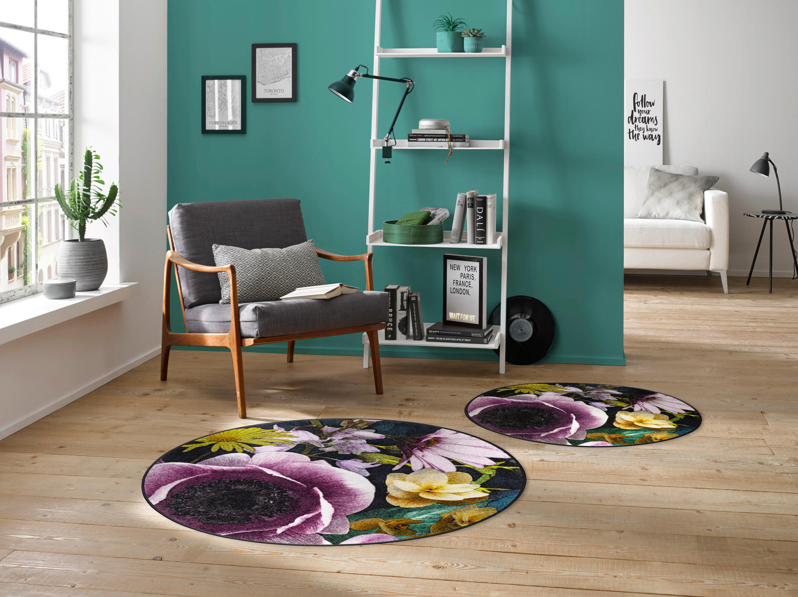 COVOR CU ȚESĂTURĂ PLATĂ Anemone  - multicolor, Konventionell, plastic/textil (115/115cm) - wash+dry