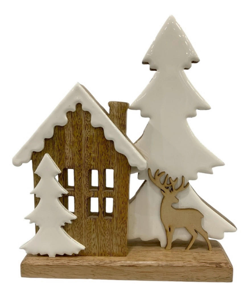 WEIHNACHTSFIGUR  - Braun/Weiß, LIFESTYLE, Holz/Holzwerkstoff (19/21,5/5cm) - X-Mas