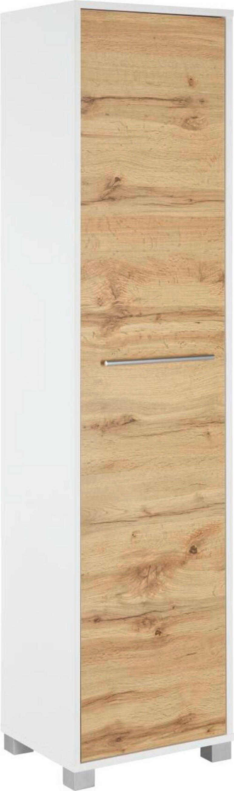DULAP ÎNALT 40/164/33 cm  - alb/culoare lemn stejar, Modern, metal/material pe bază de lemn (40/164/33cm) - Hom`in