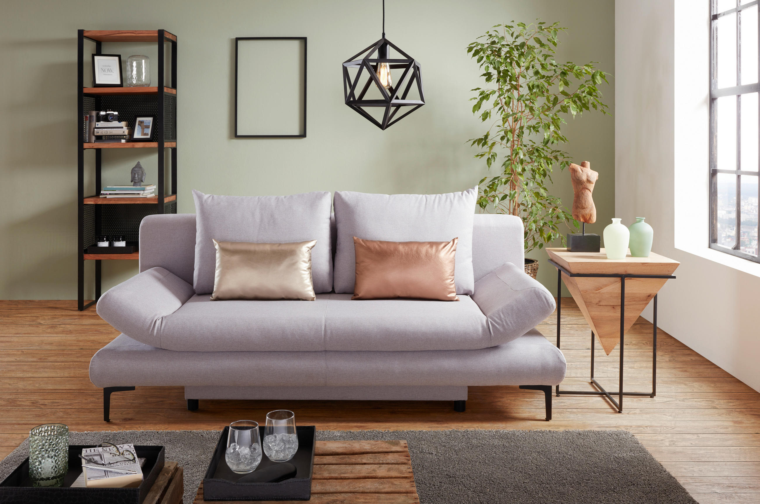 BÄDDSOFFA i flatväv ljusgrå  - ljusgrå/svart, Modern, textil (191/42-76/86cm) - MID.YOU