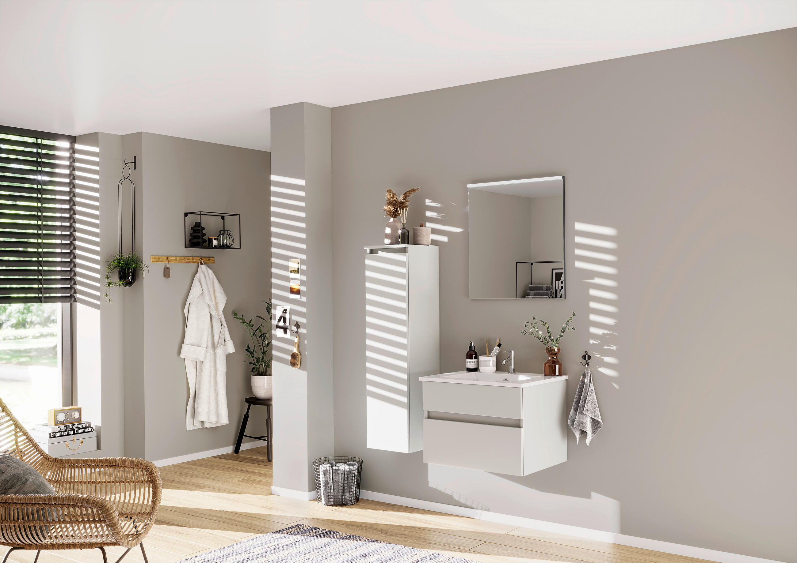 BADEZIMMER  in 92,2 cm  - Weiß Hochglanz/Weiß, KONVENTIONELL, Holzwerkstoff (92,2cm) - Puris