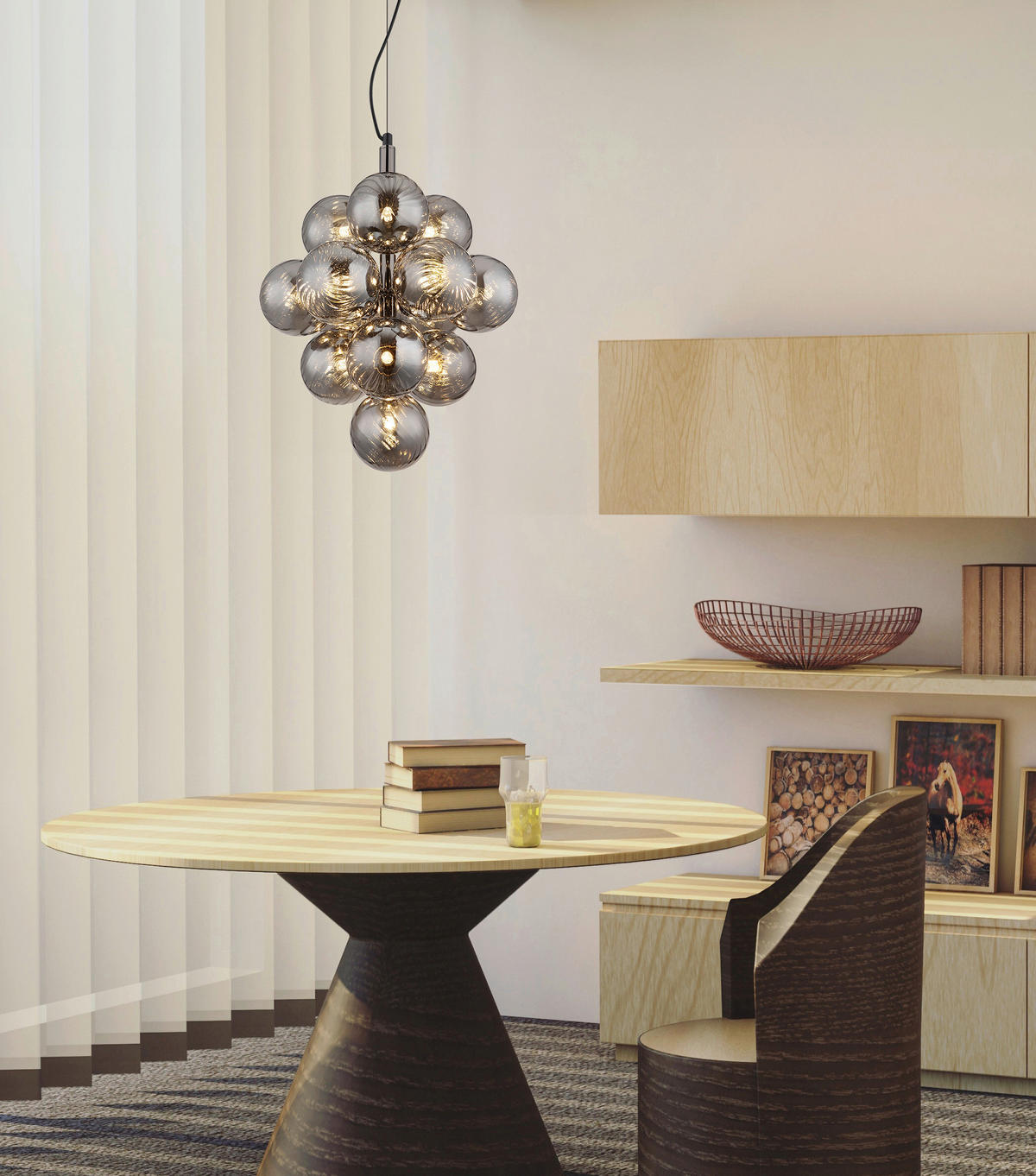 HÄNGELEUCHTE 39,5/120 cm  - Schwarzchrom, Design, Glas/Metall (39,5/120cm) - Collet's Monde