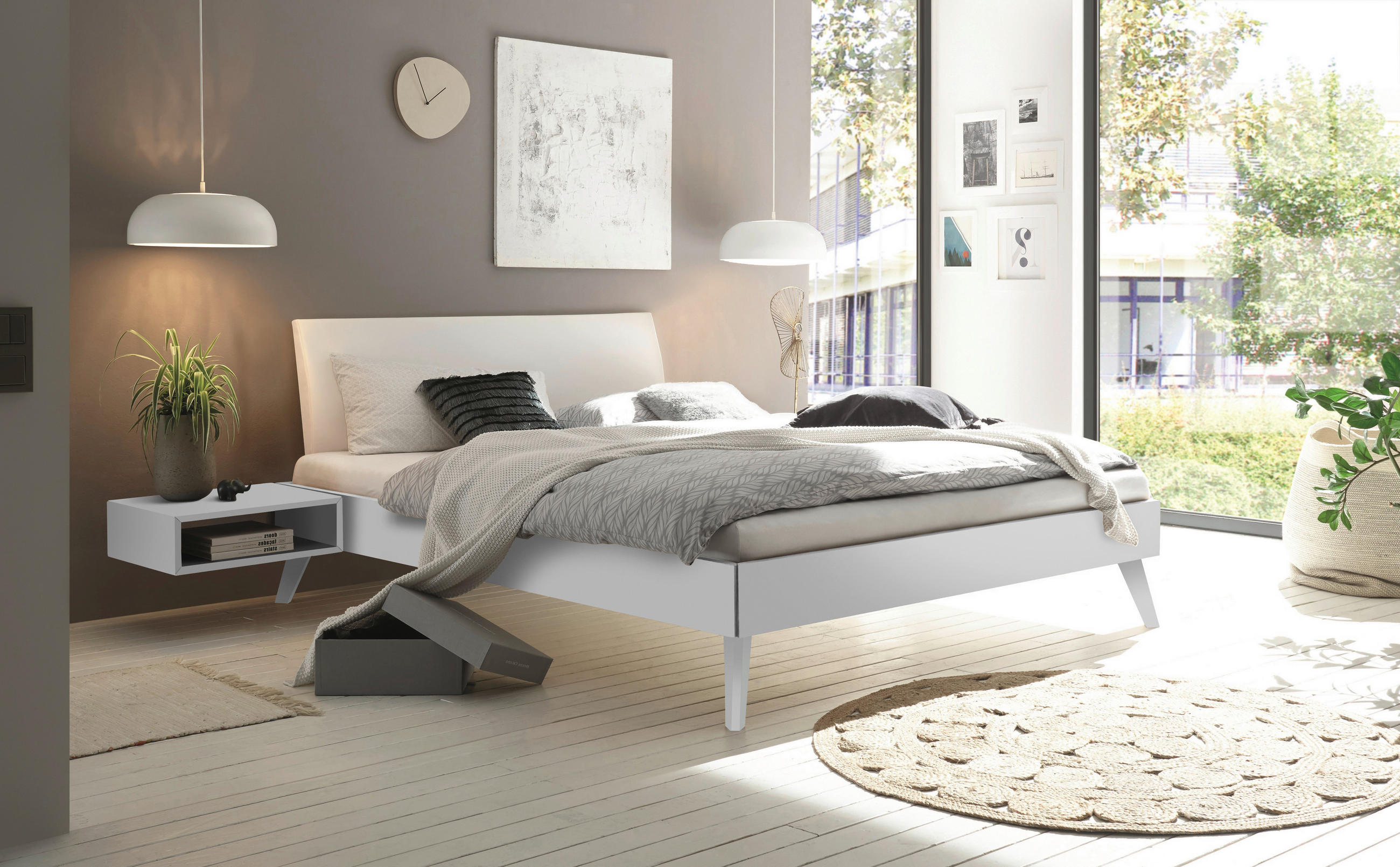 BETT 200/200 cm  in Weiß  - Weiß, Design, Holzwerkstoff/Textil (200/200cm) - Hasena