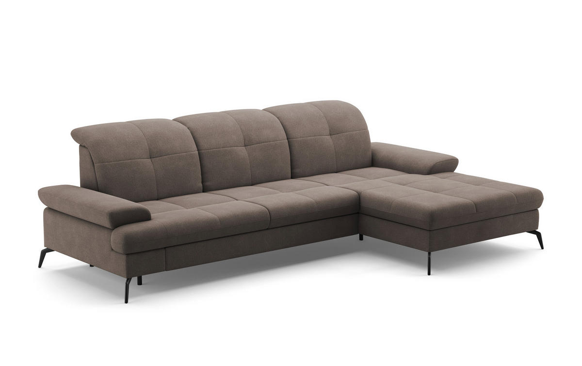 ECKSOFA in Flachgewebe Schlammfarben  - Schlammfarben/Schwarz, Konventionell, Textil/Metall (279/185cm) - Sit & More
